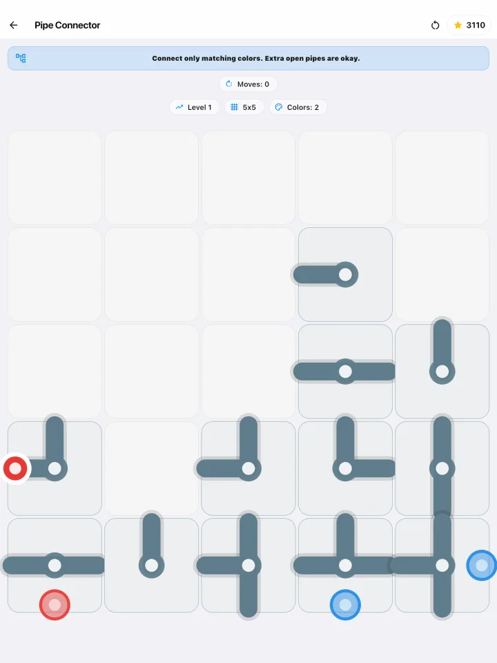 Pipe Connector game on a tablet